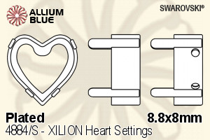 スワロフスキー XILION Heartファンシーストーン石座 (4884/S) 8.8x8mm - メッキ