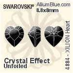 スワロフスキー XILION Heart ファンシーストーン (4884) 8.8x8mm - カラー 裏面プラチナフォイル