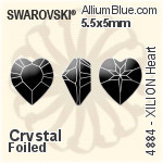 スワロフスキー XILION Heart ファンシーストーン (4884) 6.6x6mm - カラー 裏面プラチナフォイル