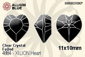 Swarovski XILION Heart Fancy Stone (4884) 11x10mm - Clear Crystal With Platinum Foiling