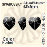 スワロフスキー XILION Heart ファンシーストーン (4884) 15.4x14mm - カラー 裏面プラチナフォイル