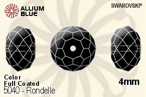 スワロフスキー Rondelle ビーズ (5040) 4mm - カラー (Full Coated) - ウインドウを閉じる