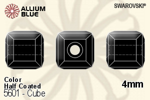 スワロフスキー Cube ビーズ (5601) 4mm - カラー（ハーフ　コーティング） - ウインドウを閉じる