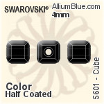 スワロフスキー Cube ビーズ (5601) 4mm - カラー（ハーフ　コーティング）