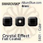 スワロフスキー Cube ビーズ (5601) 4mm - クリスタル エフェクト (Full Coated)
