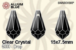 Swarovski Drop Pendant (6000) 15x7.5mm - Clear Crystal - Haga Click en la Imagen para Cerrar