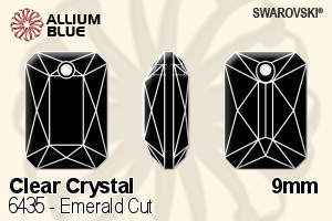 Swarovski Emerald Cut Pendant (6435) 9mm - Clear Crystal
