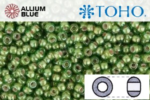 TOHO Round Seed Beads (RR11-1046) 11/0 Round - Inside-Color Luster Peridot/Opaque White-Lined - Click Image to Close
