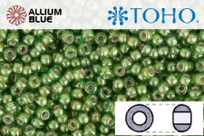 TOHO Round Seed Beads (RR8-1046) 8/0 Round Medium - Inside-Color Luster Peridot/Opaque White-Lined