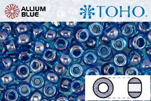 TOHO Round Seed Beads (RR8-1074) 8/0 Round Medium - Inside Color Crystal/Deep Blue - Click Image to Close