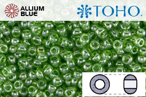 TOHO Round Seed Beads (RR11-108) 11/0 Round - Transparent-Lustered Peridot - Click Image to Close