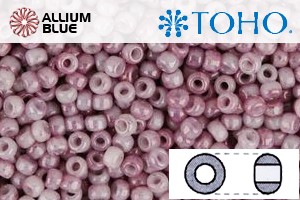 TOHO Round Seed Beads (RR8-1200) 8/0 Round Medium - Marbled Opaque White/Pink - Click Image to Close