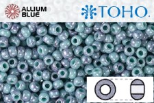 TOHO ラウンド Seed ビーズ (RR6-1206) 6/0 ラウンド Large - Marbled Opaque Turquoise/Amethyst