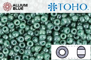 TOHO Round Seed Beads (RR8-1207) 8/0 Round Medium - Marbled Opaque Turquoise/Blue - 關閉視窗 >> 可點擊圖片