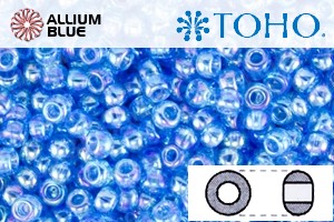 TOHO Round Seed Beads (RR11-163B) 11/0 Round - Transparent-Rainbow Dk Aqua - Click Image to Close