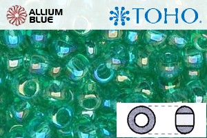 TOHO Round Seed Beads (RR11-164B) 11/0 Round - Transparent-Rainbow Dk Peridot - Click Image to Close