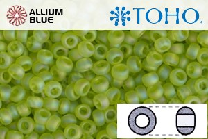 TOHO Round Seed Beads (RR11-164F) 11/0 Round - Transparent-Rainbow Frosted Lime Green - Click Image to Close