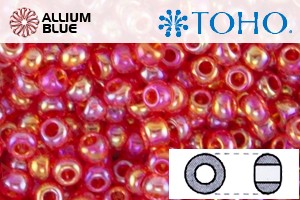TOHO Round Seed Beads (RR3-165) 3/0 Round Extra Large - Transparent-Rainbow Lt Siam Ruby - 關閉視窗 >> 可點擊圖片