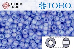 TOHO Round Seed Beads (RR15-168F) 15/0 Round Small - Transparent-Rainbow Frosted Lt Sapphire