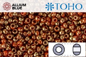 TOHO Round Seed Beads (RR8-1707) 8/0 Round Medium - Gilded Marble Orange