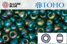 TOHO Round Seed Beads (RR3-179) 3/0 Round Extra Large - Transparent-Rainbow Green Emerald