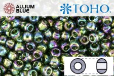 TOHO ラウンド Seed ビーズ (RR15-180) 15/0 ラウンド Small - Transparent-Rainbow Olivine