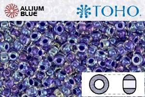 TOHO Round Seed Beads (RR8-181) 8/0 Round Medium - Inside-Color Rainbow Crystal/Tanzanite-Lined