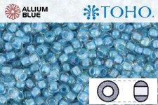 TOHO ラウンド Seed ビーズ (RR15-183) 15/0 ラウンド Small - Inside-カラー Luster Crystal/Opaque Aqua-Lined