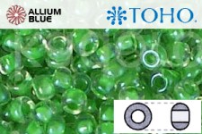 TOHO Round Seed Beads (RR3-184) 3/0 Round Extra Large - Inside-Color Luster Crystal/Spearmint-Lined