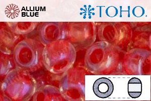 TOHO Round Seed Beads (RR3-185) 3/0 Round Extra Large - Inside-Color Luster Crystal/Poppy-Lined