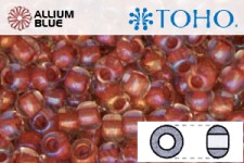 TOHO Round Seed Beads (RR11-186) 11/0 Round - Inside-Color Luster Crystal/Terra Cotta-Lined