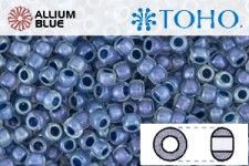 TOHO Round Seed Beads (RR3-188F) 3/0 Round Extra Large - Frosted Slate Blue Lined Crystal Rainbow