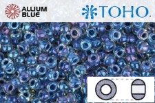 TOHO ラウンド Seed ビーズ (RR8-188) 8/0 ラウンド Medium - Inside-カラー Luster Crystal/Capri Blue-Lined