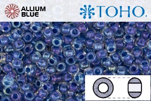 TOHO Round Seed Beads (RR15-189) 15/0 Round Small - Inside-Color Luster Crystal/Caribbean Blue-Lined - 关闭视窗 >> 可点击图片