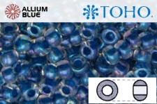 TOHO Round Seed Beads (RR8-193) 8/0 Round Medium - Inside-Color Luster Crystal/Dk Capri-Lined