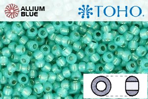 TOHO Round Seed Beads (RR15-2104) 15/0 Round Small - Silver-Lined Milky Teal - 關閉視窗 >> 可點擊圖片