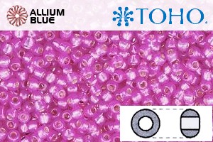 TOHO Round Seed Beads (RR15-2107) 15/0 Round Small - Silver-Lined Milky Hot Pink