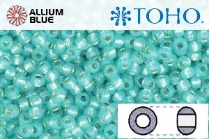 TOHO Round Seed Beads (RR11-2117) 11/0 Round - Silver-Lined Milky Aqua - Click Image to Close