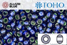 TOHO ラウンド Seed ビーズ (RR8-2203) 8/0 ラウンド Medium - Green Lined Cobalt