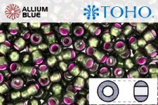 TOHO ラウンド Seed ビーズ (RR6-2204) 6/0 ラウンド Large - Dyed Silver-Lined Pink Frosted Olivine