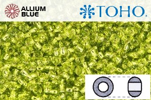 TOHO Round Seed Beads (RR15-24) 15/0 Round Small - Silver-Lined Lime Green - Click Image to Close