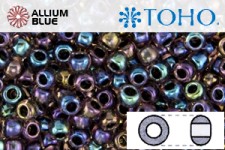 TOHO Round Seed Beads (RR3-251) 3/0 Round Extra Large - Inside-Color Luster Lt Amethyst/Jet-Lined