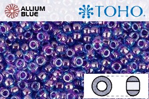 TOHO Round Seed Beads (RR15-252) 15/0 Round Small - Inside-Color Aqua/Purple-Lined