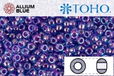 TOHO ラウンド Seed ビーズ (RR15-252) 15/0 ラウンド Small - Inside-カラー Aqua/Purple-Lined