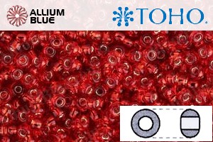 TOHO Round Seed Beads (RR15-25B) 15/0 Round Small - Silver-Lined Siam Ruby - Click Image to Close