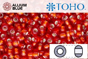TOHO Round Seed Beads (RR6-25F) 6/0 Round Large - Silver-Lined Frosted Lt Siam Ruby - Click Image to Close