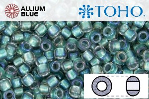 TOHO Round Seed Beads (RR3-264) 3/0 Round Extra Large - Inside-Color Rainbow Crystal/Teal-Lined - 關閉視窗 >> 可點擊圖片