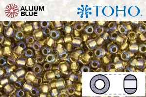 TOHO Round Seed Beads (RR8-268) 8/0 Round Medium - Inside-Color Rainbow Crystal/Gold-Lined - 關閉視窗 >> 可點擊圖片