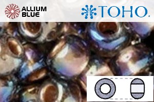 TOHO Round Seed Beads (RR8-276) 8/0 Round Medium - Inside-Color Rainbow Topaz/Gold-Lined