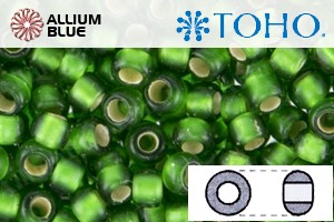 TOHO Round Seed Beads (RR15-27BF) 15/0 Round Small - Green Silver Lined Matte - Click Image to Close